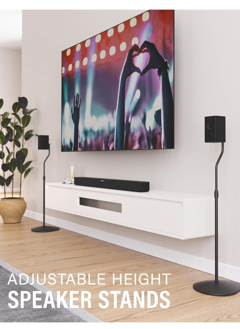 ET-LIFE Adjustable Height Speaker Stand - Extends 31" to 47" - Set of 2 - Black  - Image 2