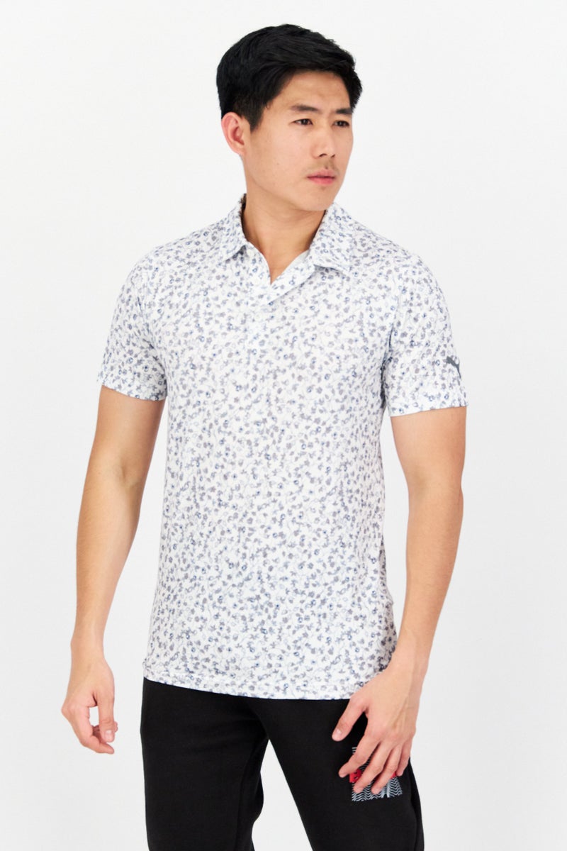 PUMA تي شيرت بولو رياضي للرجال بأكمام قصيرة، مجموعة بيضاء - Image 1