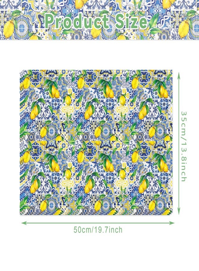 MOZUI 50 Sheets Lemon Pattern Tissue Paper, Summer Fruit Gift Wrapping Papers, Lemon Blue and White Porcelain Design for Bouquet Flower Wrapping, Candy Bag Fillers,Packaging Paper, Gift Boxes, 20 x 14 Inch - Image 3