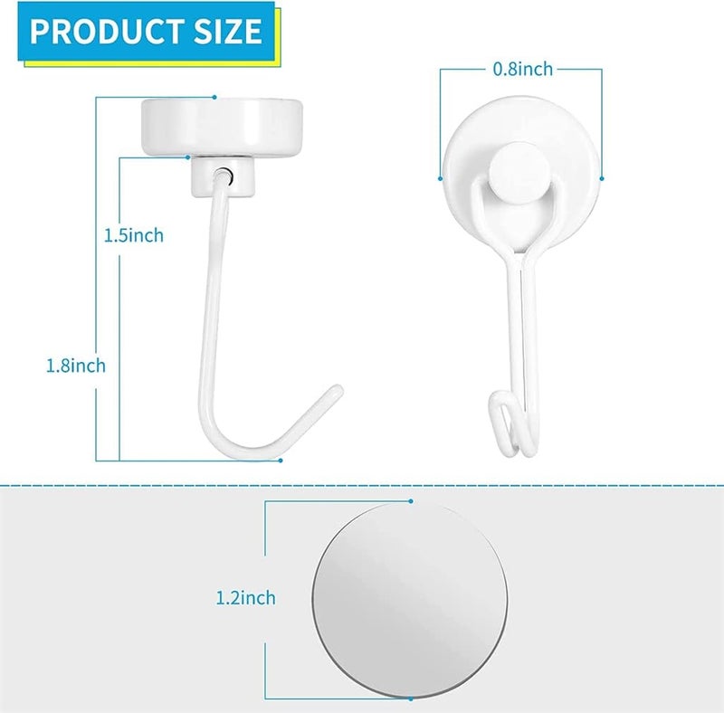 Magnetic Hooks, Heavy Duty Strong Neodymium Magnet Hook 30 Lbs with Rust Proof for Indoor Outdoor Hanging, Refrigerator, Grill, Kitchen, Key Holder, Locker, Classroom, White, Pack of 6 - Image 3