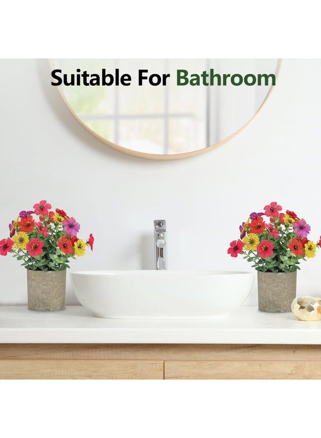 FAVOWREATH 2 Pack Small Fake Plants Potted Artificial Plants Artificial Flowers Potted Faux Flower Daisy with Eucalyptus Leaves for Home Decor Office Room Farmhouse Indoor Table Bathroom Decor（Colorful） - Image 4