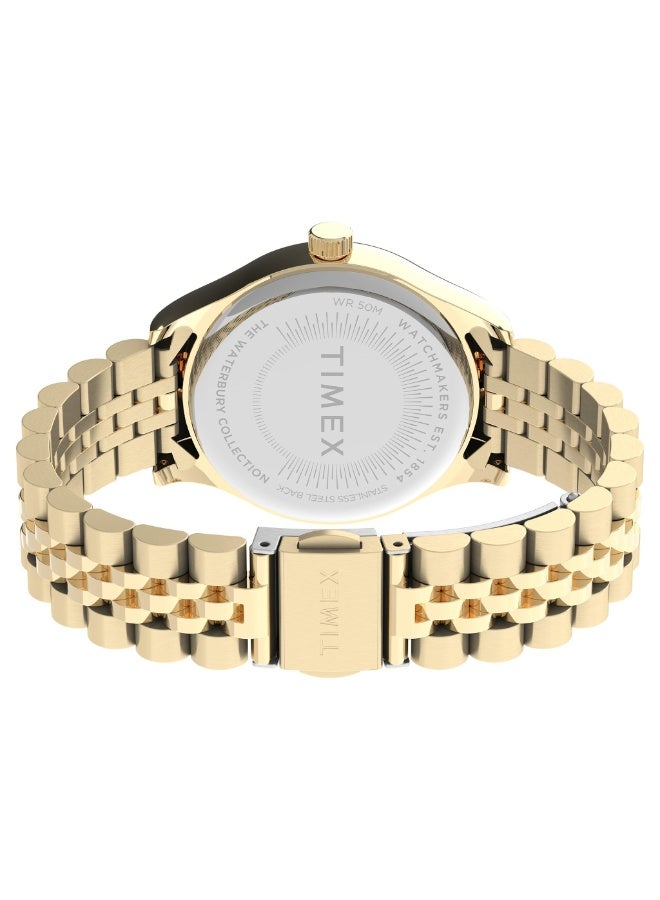 تيميكس ساعة TIMEX للنساء بهيكل من الفولاذ المقاوم للصدأ الذهبي وسوار من الفولاذ المقاوم للصدأ الذهبي - Image 4