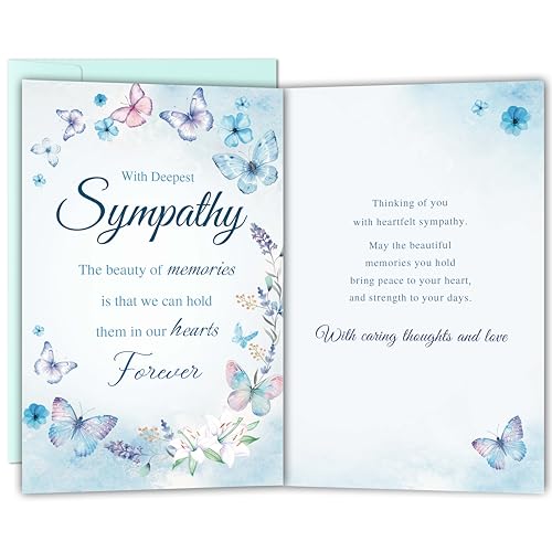 Bewoow Sympathy Card for Loss of Loved One, Heartfelt Condolence Card, Comforting Bereavement Greeting for Family Friends, Deepest Sympathy Gift Cards with envelopes - Image 1