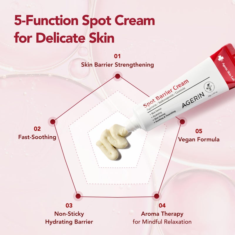 AGERIN Spot Barrier Cream â€“ Targeted Calming Treatment for Redness & Irritation â€“ Plant-Based Vegan Formula for Sensitive Skin, 30g / 1.05oz - Image 3
