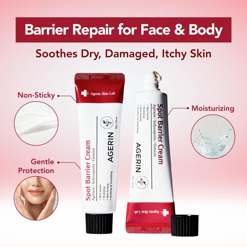 AGERIN Spot Barrier Cream â€“ Targeted Calming Treatment for Redness & Irritation â€“ Plant-Based Vegan Formula for Sensitive Skin, 30g / 1.05oz - Image 2