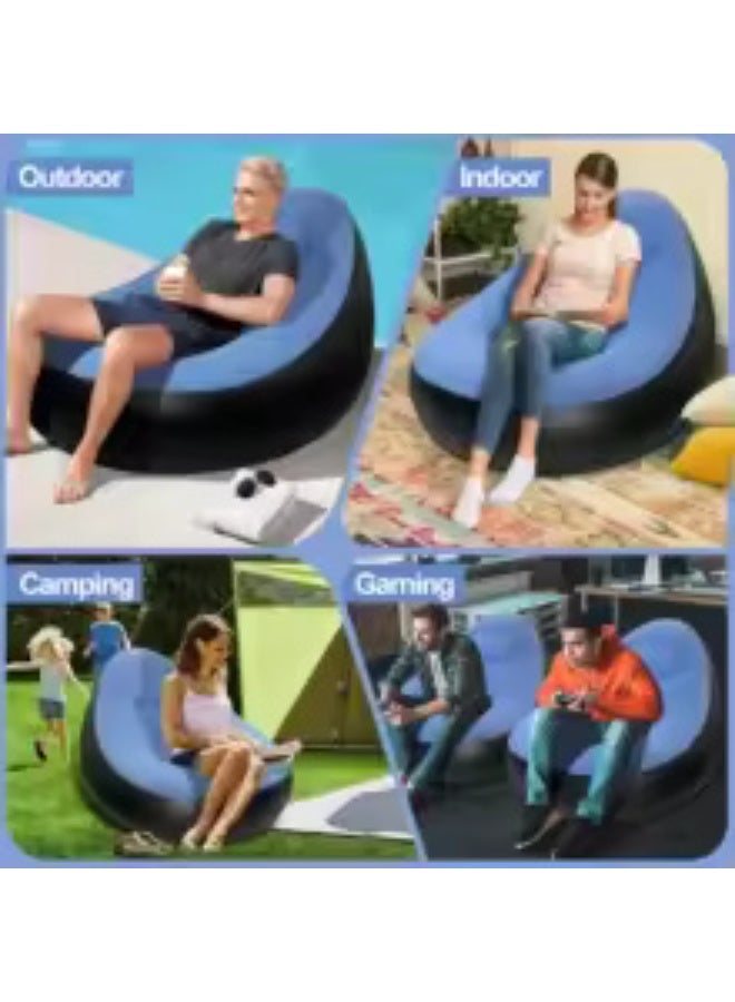 Earss Lazy Couch Inflatable Flocked Velvet Sofa Recliner with Footstool and Air Pump – Comfortable Fluffy Seat for Indoor & Outdoor Use – Portable Lounge Chair for Home, Camping, Balcony, Garden & Travel - Image 4