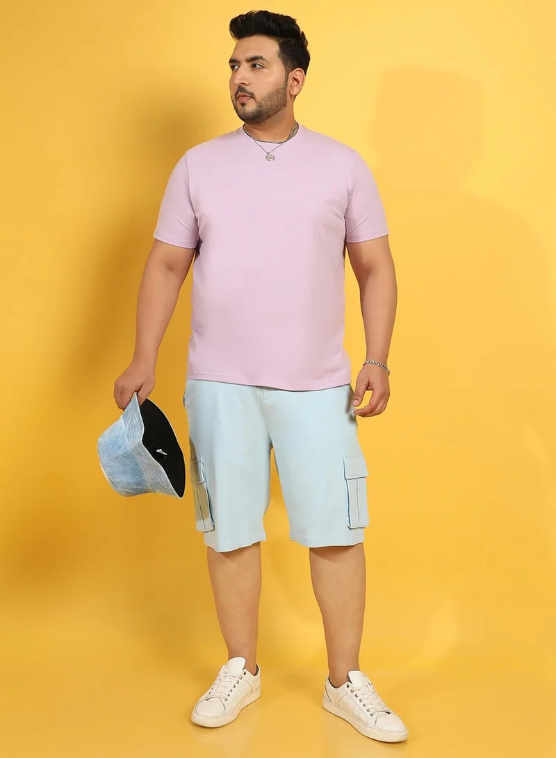 Instafab Plus Men's Lilac Basic Regular Fit T-Shirt