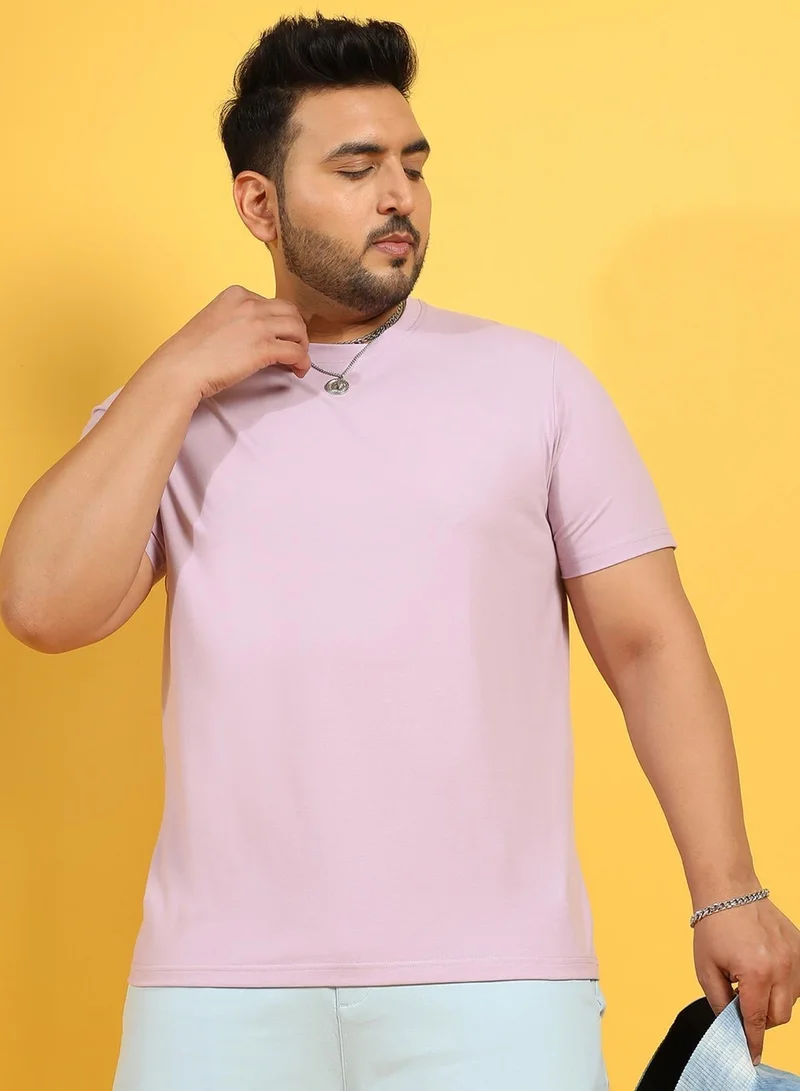 Instafab Plus Men's Lilac Basic Regular Fit T-Shirt