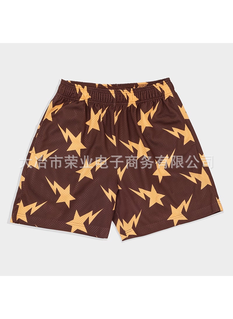 Generic New American Style Shorts Casual Men's and Women's Fitness Men's Muscle Sports Pants Trendy Beach Pants Mesh Breathable Shorts  - Image 5