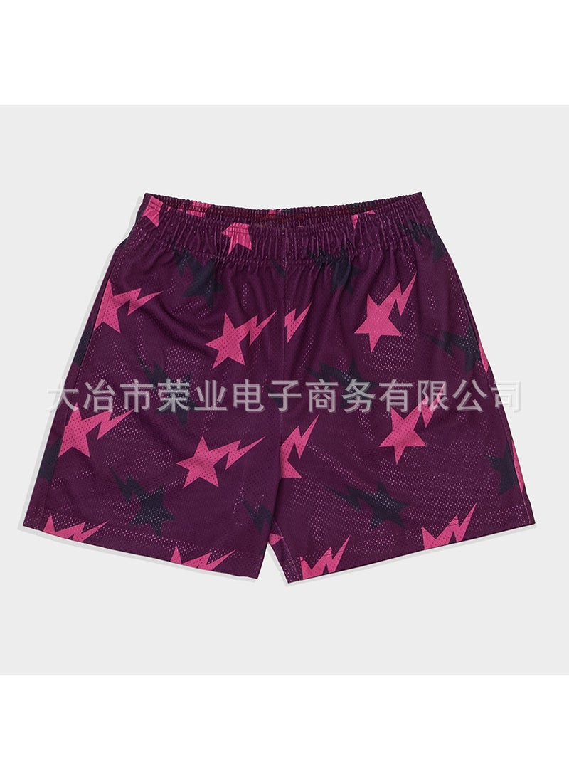 Generic New American Style Shorts Casual Men's and Women's Fitness Men's Muscle Sports Pants Trendy Beach Pants Mesh Breathable Shorts  - Image 4