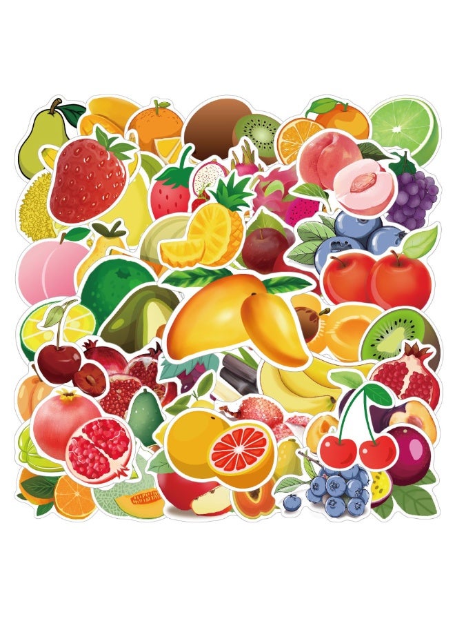 NIBEMINENT 50 Pcs Cartoon Fruit Deco Kit Waterproof Stickers, High Definition Printing Bright Colors, Suitable for Laptop Skateboard Luggage Water Bottle Guitar DIY  - Image 1