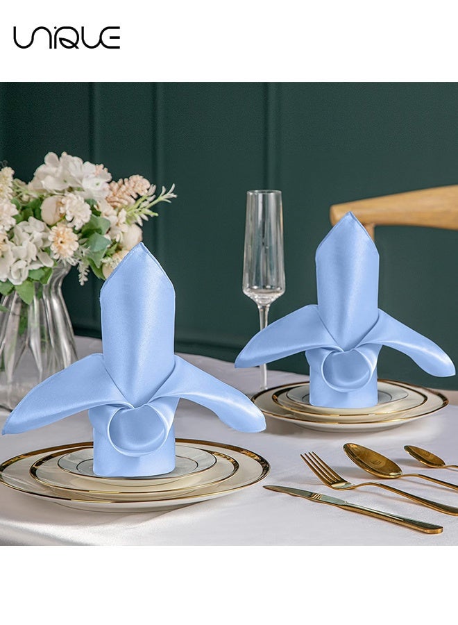 Captaintech 10 Pcs Satin Napkins - Square Table Napkins - 17x17 Soft Dinner Napkins Elegant Silk Napkins for Dinner Wedding Parties - Soft Smooth Fabric Washable Napkins for Parties - Weddings and Dinners - Light Blue - Image 4