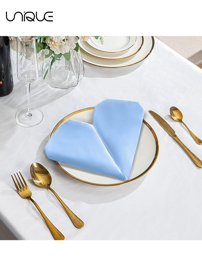 Captaintech 10 Pcs Satin Napkins - Square Table Napkins - 17x17 Soft Dinner Napkins Elegant Silk Napkins for Dinner Wedding Parties - Soft Smooth Fabric Washable Napkins for Parties - Weddings and Dinners - Light Blue - Image 3