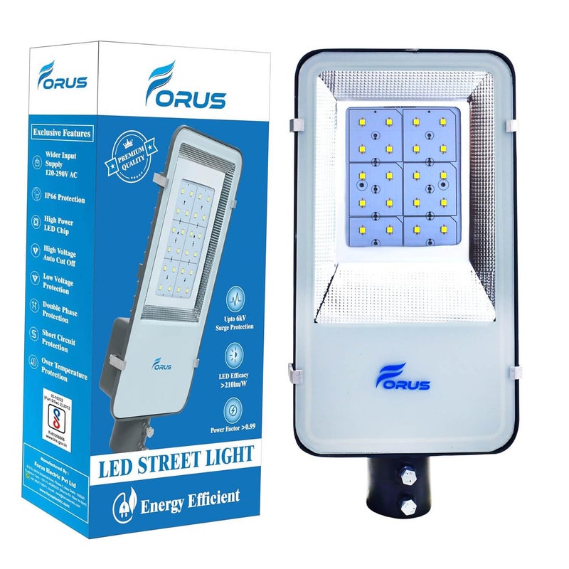Forus 100W LED Street Light – Waterproof Outdoor Street Lamp, Natural White Energy-Saving High Lumen LED Road Light for Home, Garden, Parking, Pathways & Factory Lighting | 5-Year Warranty | 1 Pc - Image 1