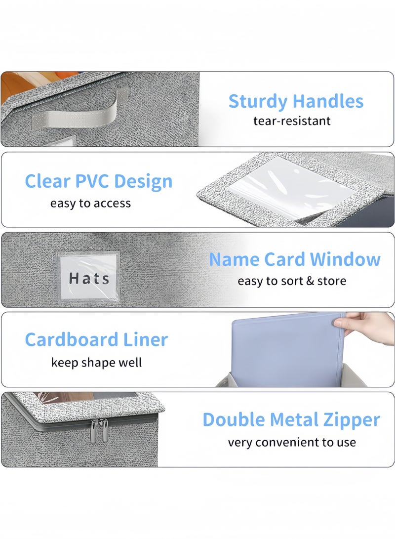 HQ-GAMING Stackable Hat Storage for Baseball Caps, Baseball Cap Organizer with See-Through Window, Holds up to 12 Caps Hat Organizer for Closet, Sturdy Snapback Boxes with Cardboard, Grey - Image 5