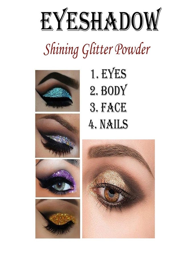 Vozwa Rainbow Sparkle Eyeshadow Powder (Golden + Silver + Red + Copper + Sky Blue + Grey) - Image 4