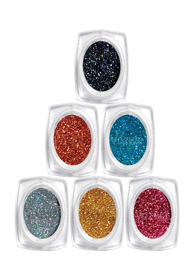 Vozwa Rainbow Sparkle Eyeshadow Powder (Golden + Silver + Red + Copper + Sky Blue + Grey) - Image 1