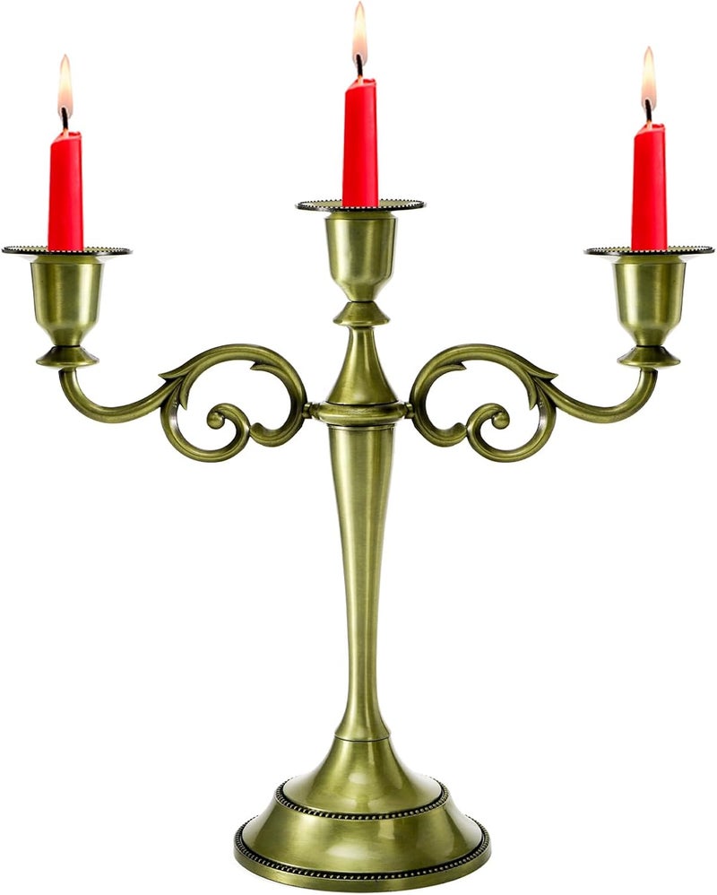 Youeon All-item matching trendy build 3 Arms Candelabra, 10 Inch Tall Candle Holder Antique Bronze Candelabra, Bronze Candle Holder Taper Candles Holder for Candlesticks, Formal Events, Wedding, Centerpiece User friendly optimized build - Image 1