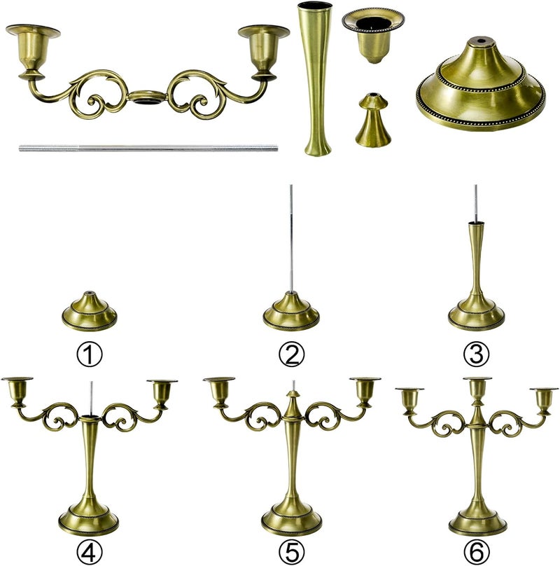 Youeon All-item matching trendy build 3 Arms Candelabra, 10 Inch Tall Candle Holder Antique Bronze Candelabra, Bronze Candle Holder Taper Candles Holder for Candlesticks, Formal Events, Wedding, Centerpiece User friendly optimized build - Image 5