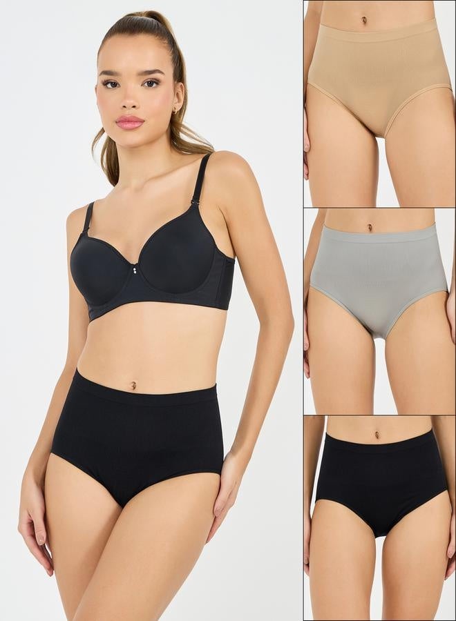 ستايلي عبوة من 3 - سراويل داخلية قصيرة غير ملحومة بنسيج بارز - Image 1