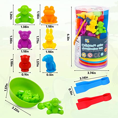 USATDD Counting Animal Matching Games Color Sorting Toys with Bowls Preschool Learning Activities for Math Educational Sensory Training Montessori STEM Toy Sets Gift for Toddlers Kids Boys Girls Ages 3 4 5 6 - Image 5