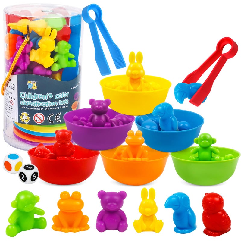 USATDD Counting Animal Matching Games Color Sorting Toys with Bowls Preschool Learning Activities for Math Educational Sensory Training Montessori STEM Toy Sets Gift for Toddlers Kids Boys Girls Ages 3 4 5 6 - Image 3