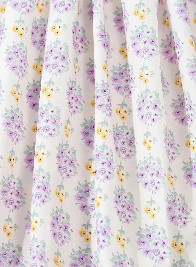 Take Two Take Two Girls Lilac Floral Long Sleeves Smock Dress