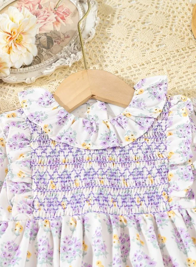 Take Two Take Two Girls Lilac Floral Long Sleeves Smock Dress