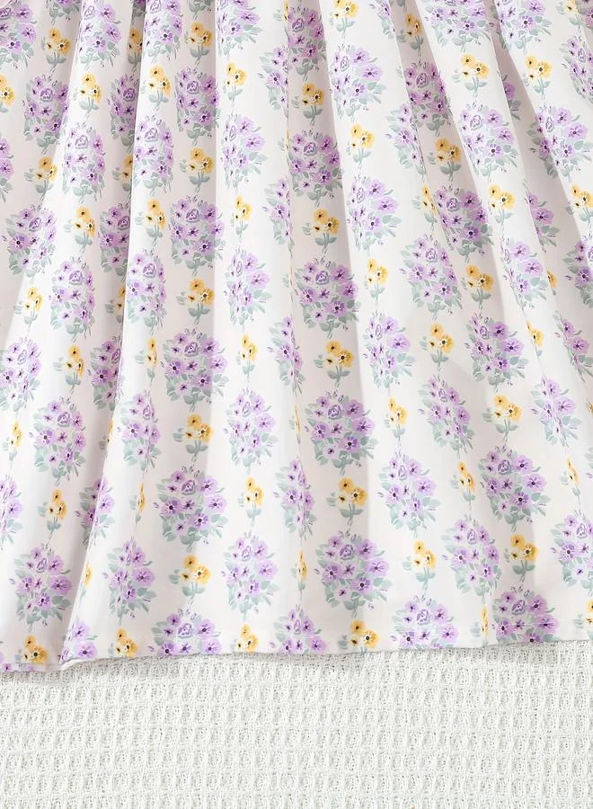 Take Two Take Two Girls Lilac Floral Long Sleeves Smock Dress