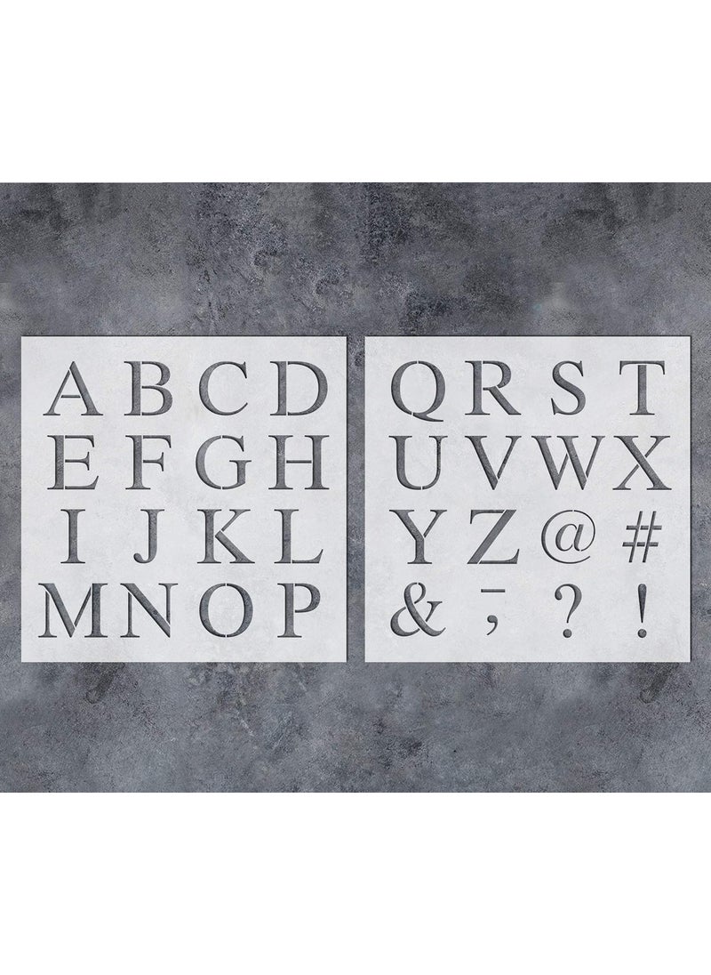 G GSS Designs GSS Designs Letter and Number Stencils for Painting on Wood (2 Pack), 2'' Roman Alphabet Stencil Set (12x12Inch), Reusable Font Templates for Wall DIY Art Projects (SL-095)  - Image 1