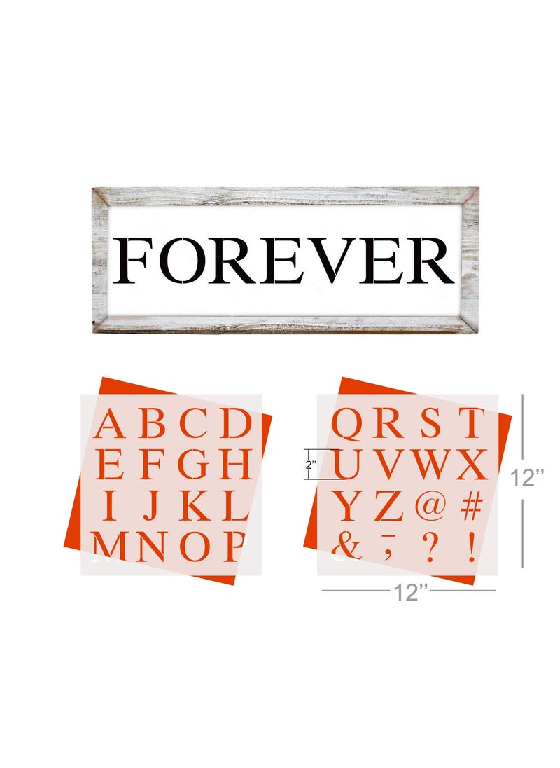 G GSS Designs GSS Designs Letter and Number Stencils for Painting on Wood (2 Pack), 2'' Roman Alphabet Stencil Set (12x12Inch), Reusable Font Templates for Wall DIY Art Projects (SL-095)  - Image 2