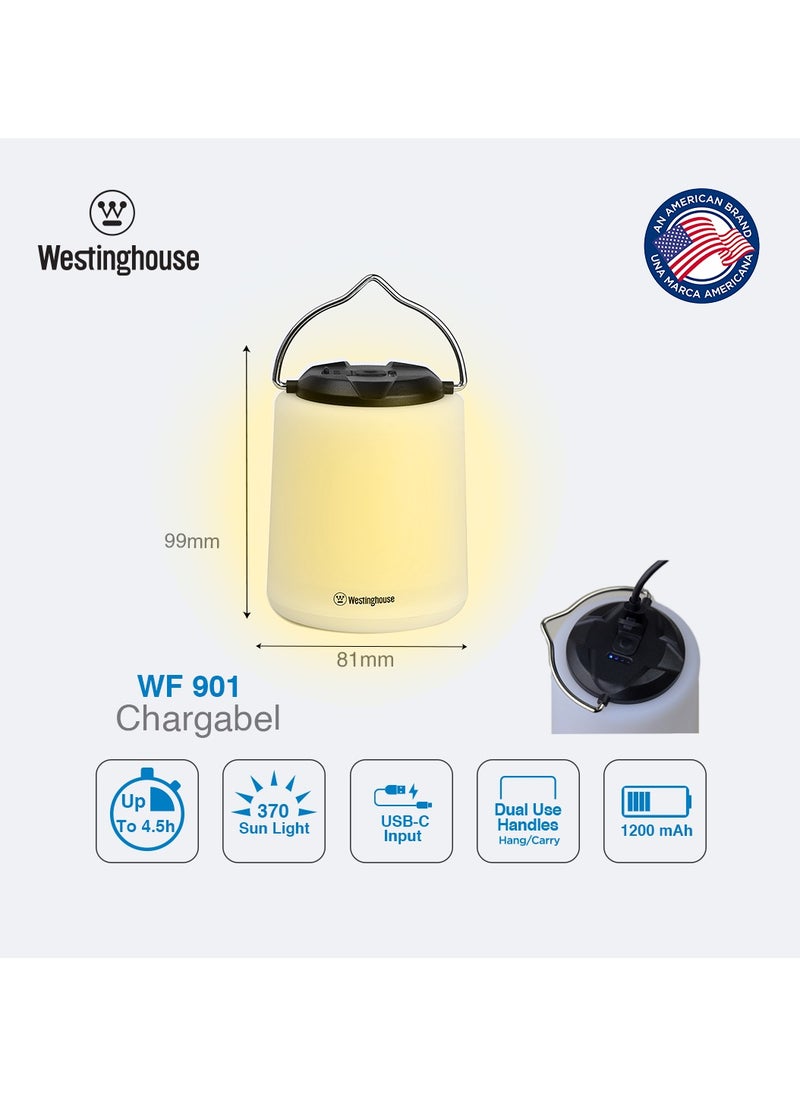 Westinghouse Lighting The Westinghouse WF901 Rechargeable Lantern is your perfect companion for evenings on the patio or in the great outdoors. With a brilliant 400 lumens of light  - Image 1