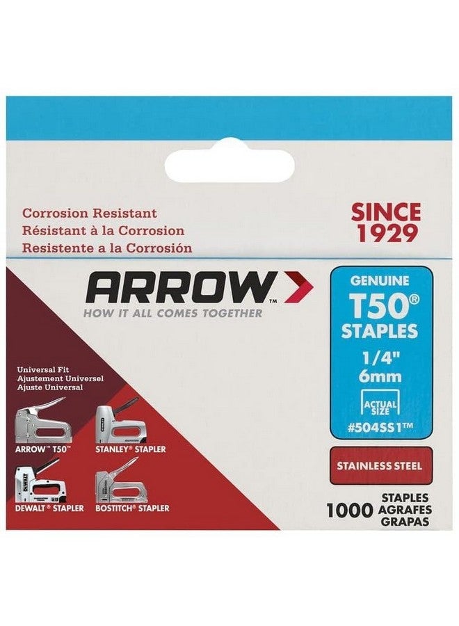 Arrow Fastener 504Ss1 Heavy Duty T50 Stainless Steel Staples For Upholstery, Construction, Furniture, Crafts, 1/4-Inch Leg Length, 3/8-Inch Crown Size,1000-Pack - Image 2