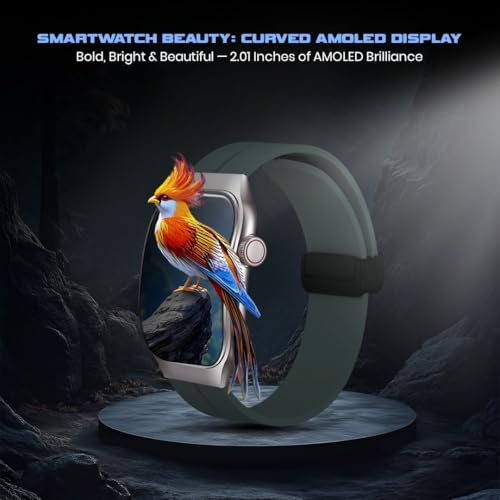 PunnkFunnk Newly Launched Fitrivo SmartWatch 2.01" Curved AMOLED Display, 100+ Watch Faces, Crown Control, 100+ Sports Modes, Health Tracking, Bluetooth Calling, IP67, for Men & Women (Dark Green) - Image 2