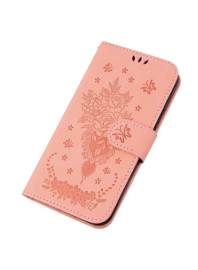 اس-توب جراب لهاتف Infinix Hot 12i مصنوع من الجلد المنقوش بنقشة الفراشة الوردية - Image 5