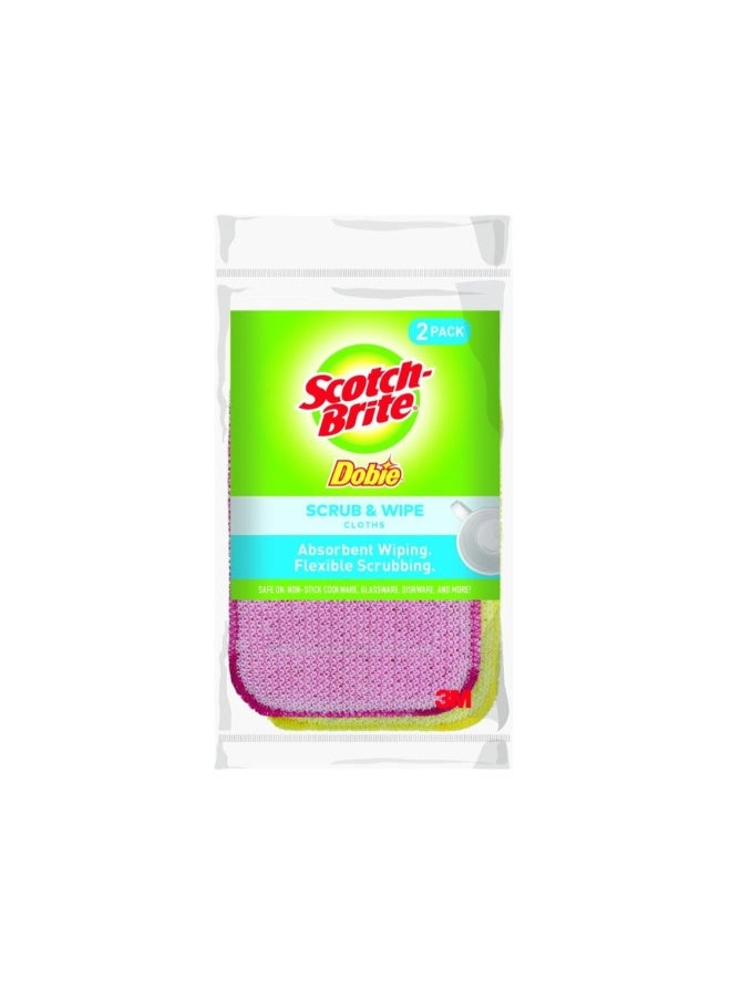 سكوتش برايت دوبى منشفة متعددة الاستخدامات ناعمة للتنظيف والمسح باللونين الوردي والأخضر الأبعاد 3 × 2 × 2 سم 7526833 - Image 1