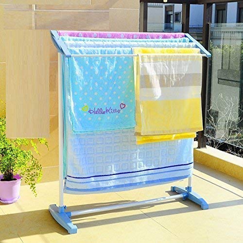 PAVITYAKSH Stainless Steel Towel Rack, Floor-Standing Multi-Functional Mobile Foldable Balcony Towel Stand, Save Space Rack for Drying Holder, Mini Cloth Rack, Indoor and Outdoor, Drying Holder - Image 2