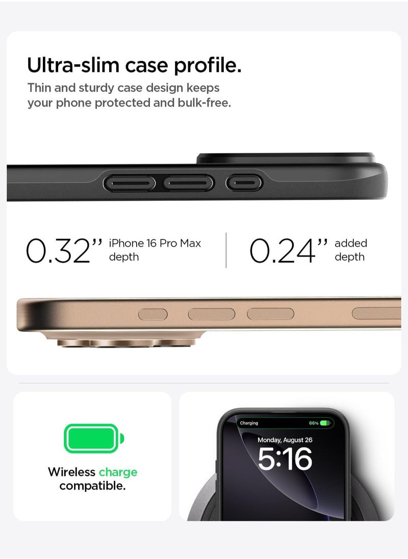 Spigen - غطاء حماية رفيع من MagFit لهاتف iPhone 16 Pro Max MagSafe (2024) - أسود - Image 1
