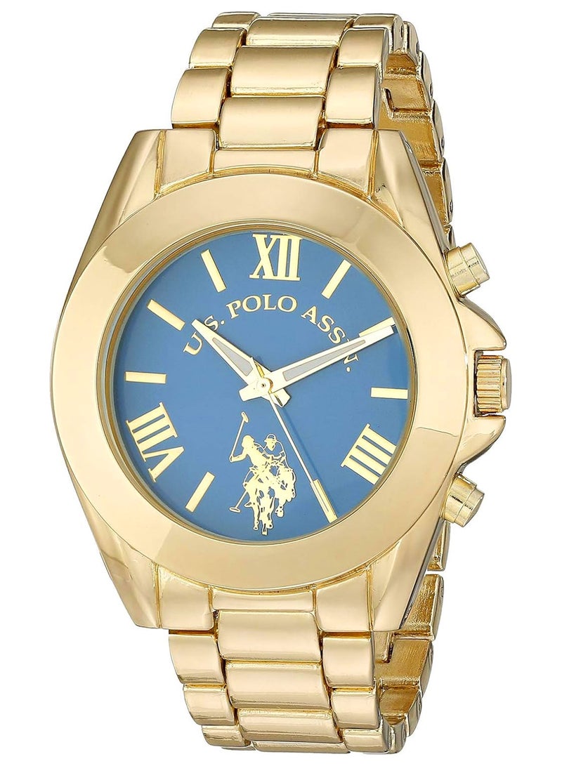 يو اس بولو اسن ساعة كوارتز نسائية من يو إس بولو أسن، بشاشة تناظرية وحزام مطلي بالذهب USC40048 - Image 1