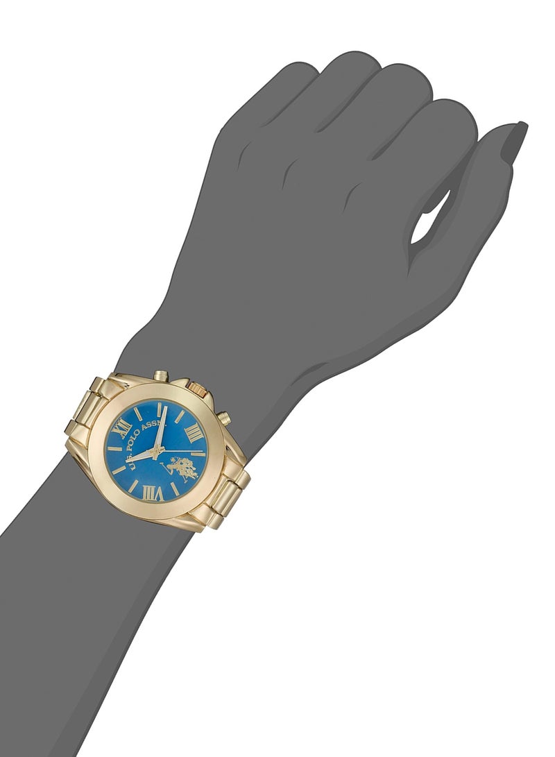 يو اس بولو اسن ساعة كوارتز نسائية من يو إس بولو أسن، بشاشة تناظرية وحزام مطلي بالذهب USC40048 - Image 2