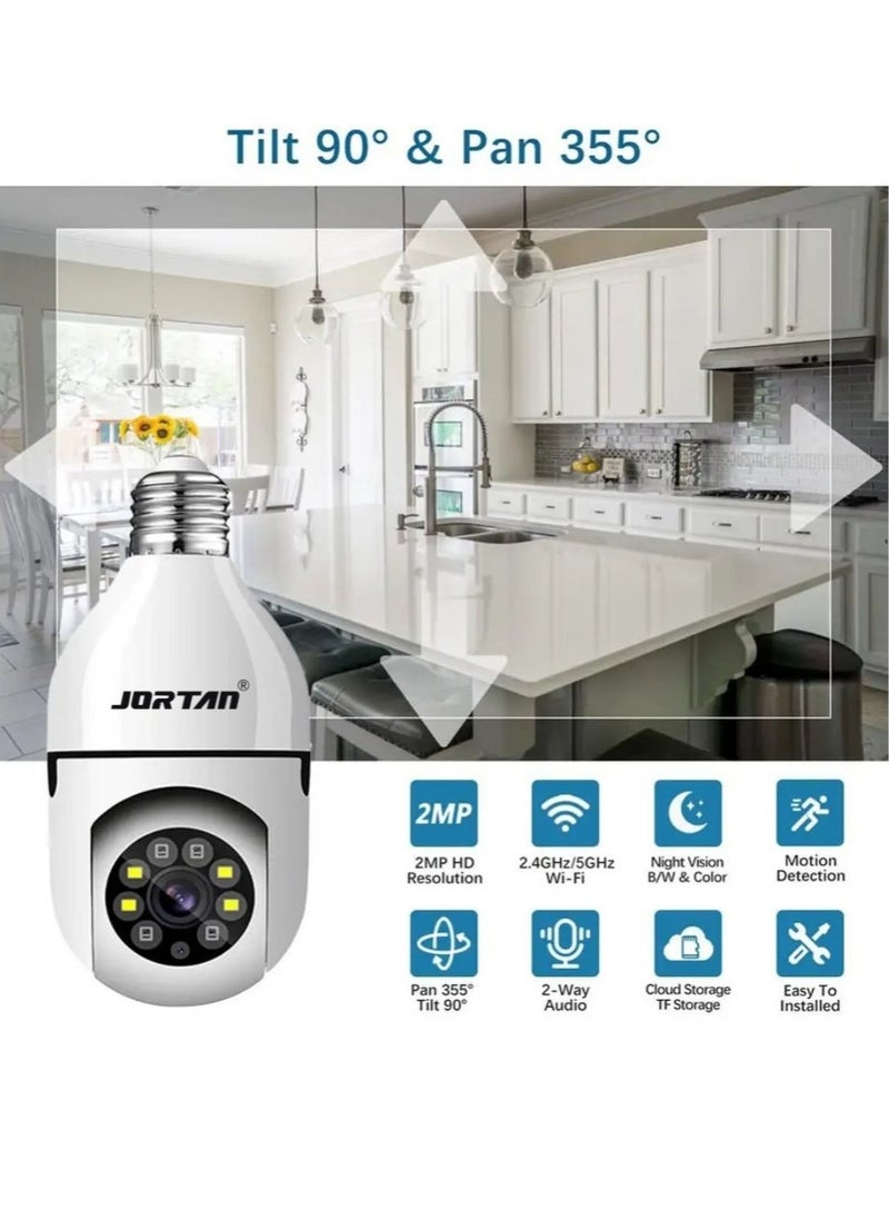 JORTAN Jortan E27 2MP Light Bulb camera, Color Night Vision, Motion Detection, Two Way Talking, Built in Flash, HD Picture, PTZ Control  - Image 2