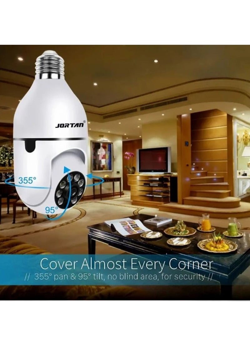 JORTAN - Jortan E27 2MP Light Bulb camera, Color Night Vision, Motion Detection, Two Way Talking, Built in Flash, HD Picture, PTZ Control - Image 1