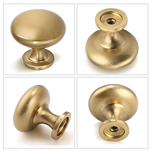 NIZADO 10 Pack Solid Drawer Knob Warm Gold Kitchen Cabinet Knob Champagne Bronze,Euro Style Dresser Knob Antique Brass Furniture Hardware,Diameter:1-1/5 " - Image 3