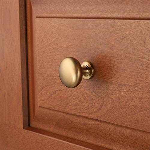 NIZADO 10 Pack Solid Drawer Knob Warm Gold Kitchen Cabinet Knob Champagne Bronze,Euro Style Dresser Knob Antique Brass Furniture Hardware,Diameter:1-1/5 " - Image 2
