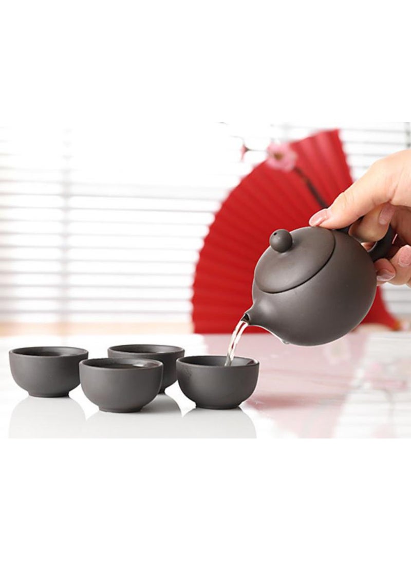 Jingke Zisha Tea Set Gift Set Chinese Yixing Xishi Teapot Kung Fu Tea Set Exquisite Ceramic Tea Set,A Pot Of Four Cups Black 180ml - Image 4
