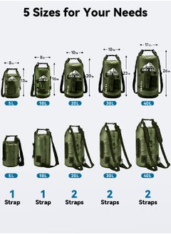 Heeta Waterproof Dry Bag For Women Men, Roll Top Lightweight Dry Storage Bag Backpack With Phone Case For Travel, Swimming, Boating, Kayaking, Camping And Beach, Transparent Pitch Green 20L  - Image 5