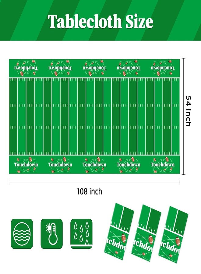 Childom Football Party Decorations,3 Pack Football Tablecloth Disposable Plastic Tablecloth 54" x 108", Football Birthday Party Decor,Football Table Cloth for Rectangle Tables,Football Party Supplies for Home - Image 2