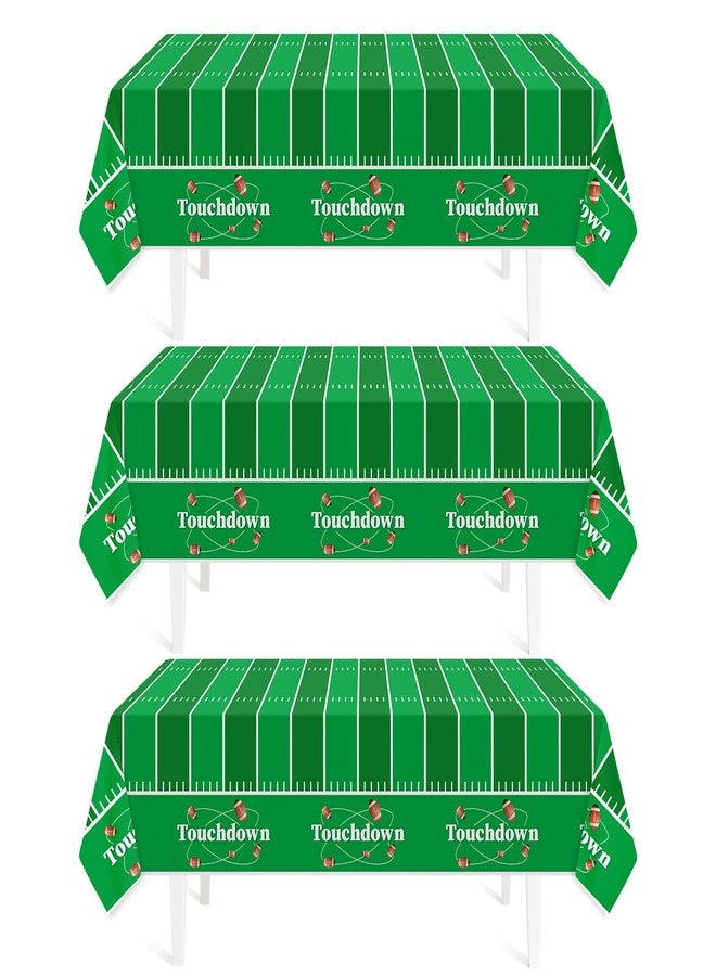 Childom Football Party Decorations,3 Pack Football Tablecloth Disposable Plastic Tablecloth 54" x 108", Football Birthday Party Decor,Football Table Cloth for Rectangle Tables,Football Party Supplies for Home - Image 1
