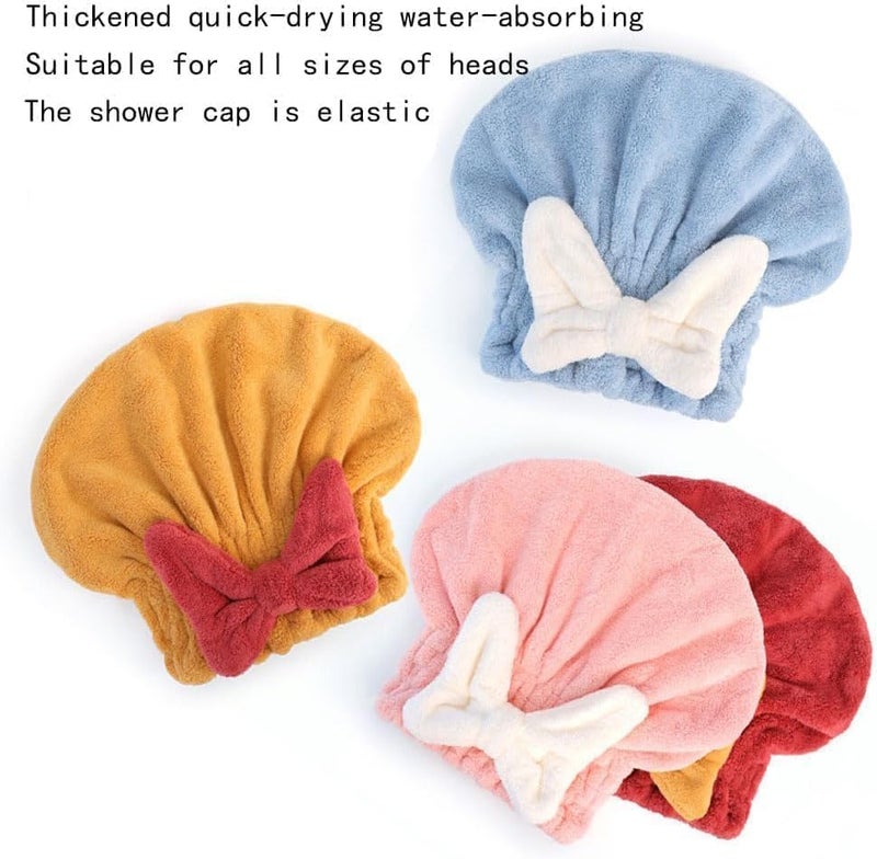 Abhaymart Super Absorbent Hair Towel Wrap for Wet Hair Fast Drying Microfiber Hair Drying Towel Cap with BowKnot Microfiber Hair Towel Wrap for Women Pink - Image 5