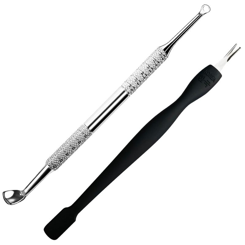 Pingispower Cuticle Pusher Tool, 2PCS Professional Nail Cuticle Remover Trimmer Cutter Fork Kit, Premium Stainless Steel Durable Manicure Kit for Women, Fingernails and Toenails - Image 1